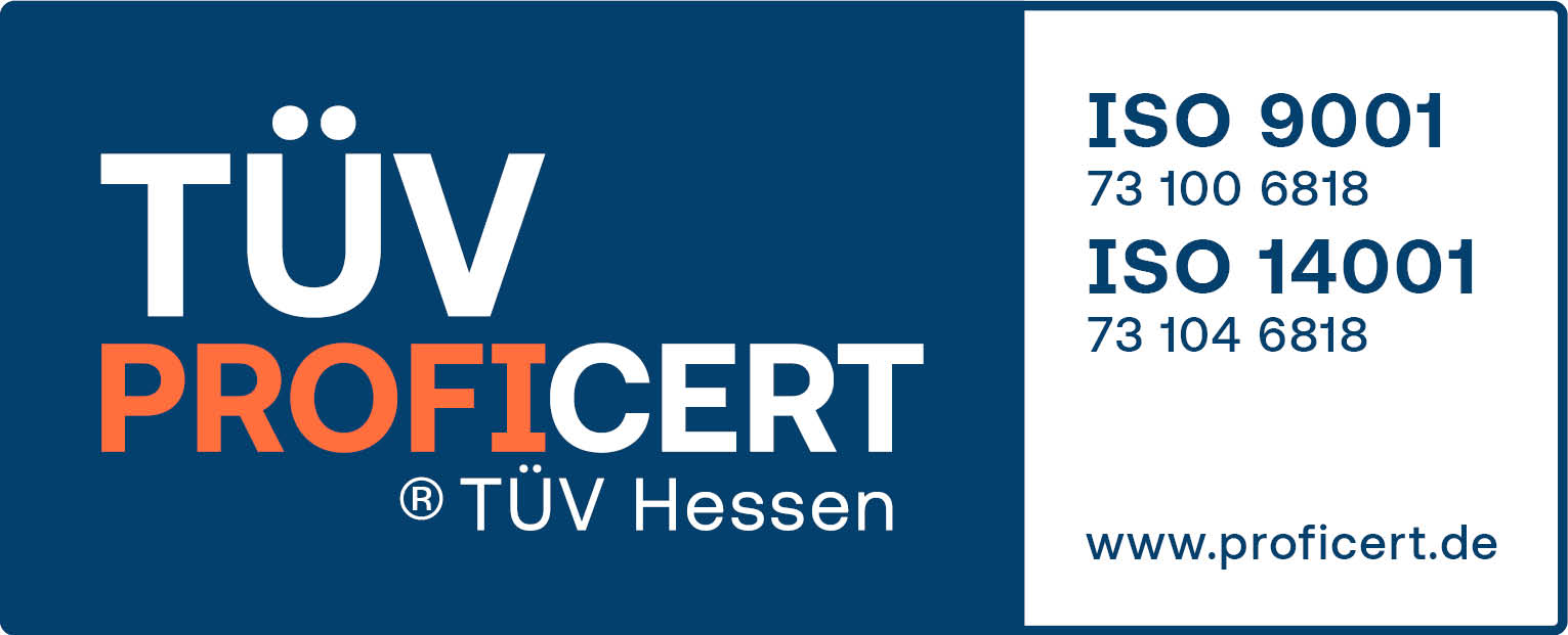 ISO 9001 - 73 100 6818, ISO 14001 - 73 104 6818